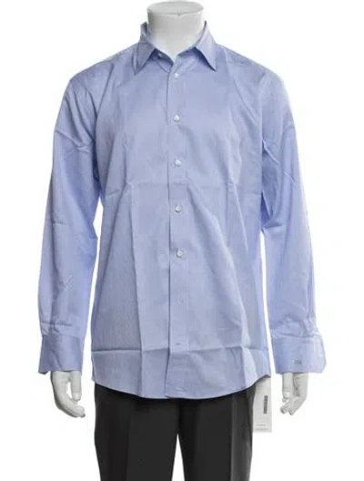 Pre-owned Indochino Striped Long Sleeve Dress Shirt In Blue