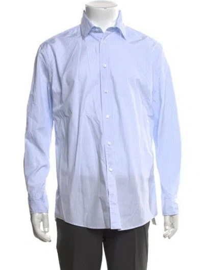 Pre-owned Indochino Striped Long Sleeve Dress Shirt In Blue