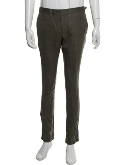 Pre-owned Indochino Tweed Pattern Dress Pants In Green
