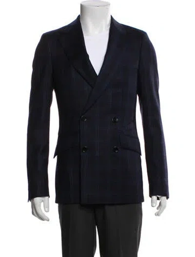 Pre-owned Indochino Wool Plaid Print Blazer In Blue