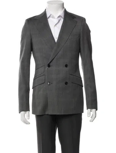 Pre-owned Indochino Wool Plaid Print Blazer In Gray