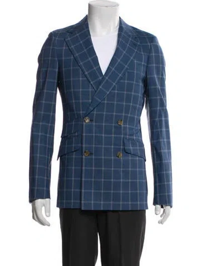 Pre-owned Indochino Wool Plaid Print Two-piece Blazer In Blue