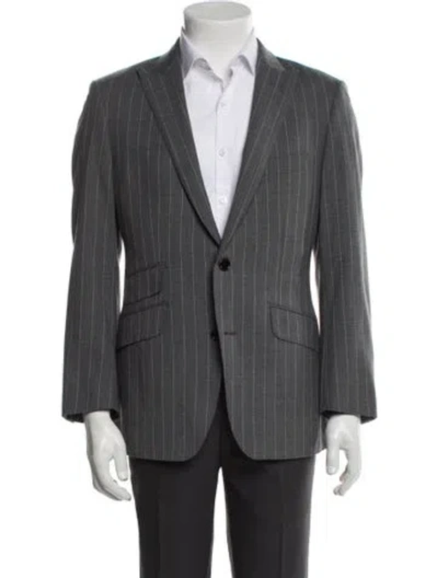 Pre-owned Indochino Wool Striped Blazer In Gray