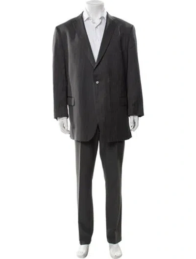 Pre-owned Indochino Wool Striped Blazer In Gray