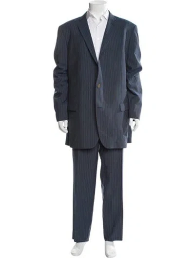 Pre-owned Indochino Wool Striped Two-piece Suit In Blue