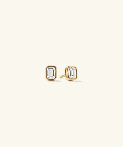 Indojewel Lab Grown Diamond Emerald Cut Studs In White