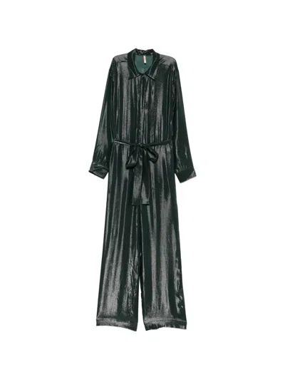 Indress Metallic-effect Belted Jumpsuit In Black