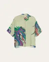 Indress Organic Abstract Button Down Silk Shirt In Multicolored Almond