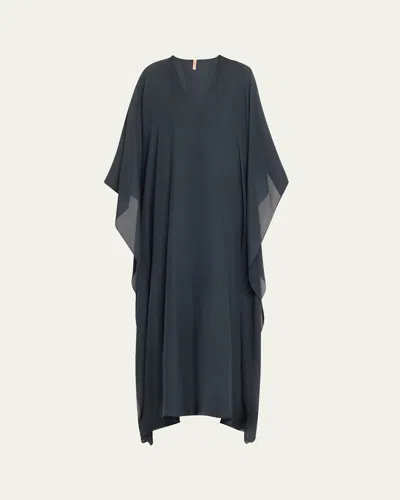 Indress Organic Silk Kaftan Dress In Slate