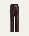 Indress Shiny Metallic Wide Leg Pants In Burgundy Black