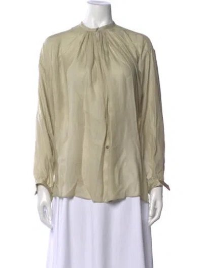 Pre-owned Indress Silk Long Sleeve Blouse In Neutral