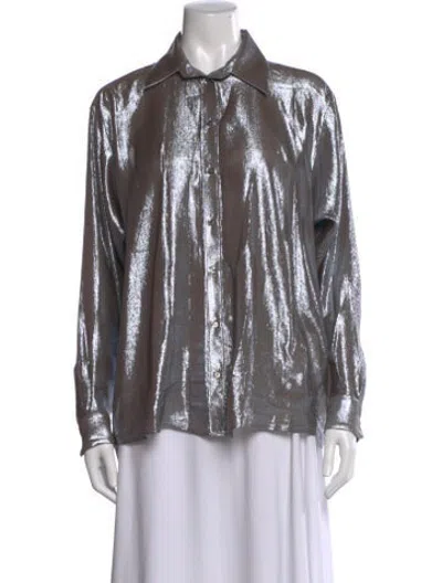 Pre-owned Indress Silk Long Sleeve Button-up Top In Multicolor