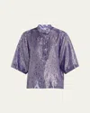 Indress Silk Metallic Voile Tunic In Purple