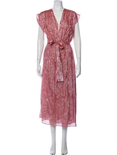 Pre-owned Indress Silk Midi Length Dress In Pink