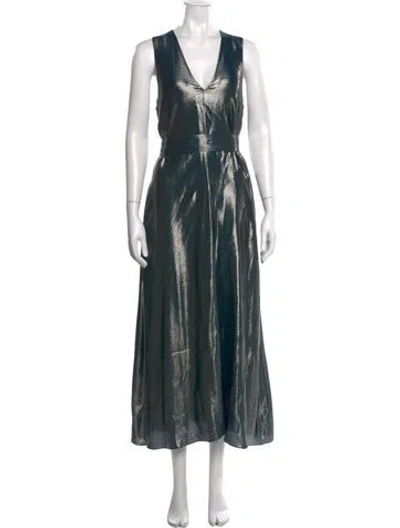 Pre-owned Indress Silk Midi Length Dress W/ Tags In Green