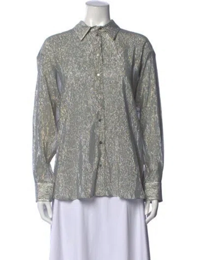 Pre-owned Indress Silk Patterned Top In Grey