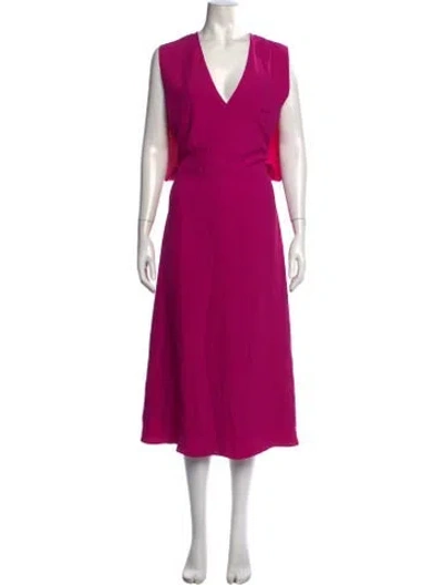 Pre-owned Indress V-neck Midi Length Dress W/ Tags In Pink