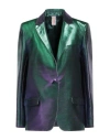 Indress Woman Blazer Green Size 3 Cotton, Acetate, Polyester In Green