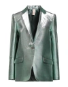 Indress Woman Blazer Green Size 4 Acetate, Cotton, Polyester In Green