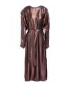 Indress Woman Midi Dress Bronze Size 1 Silk, Polyester In Brown