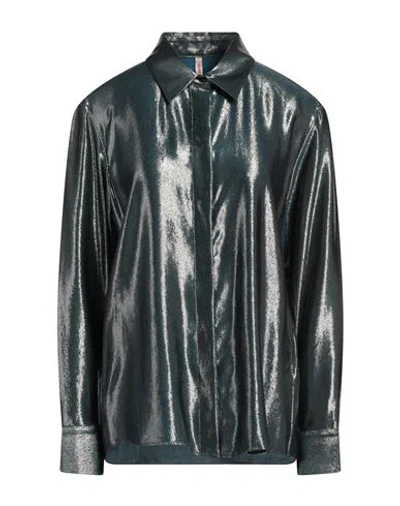 Indress Woman Shirt Deep Teal Size 2 Silk, Polyester In Green