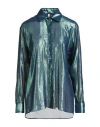 Indress Woman Shirt Green Size 1 Silk, Polyester In Blue