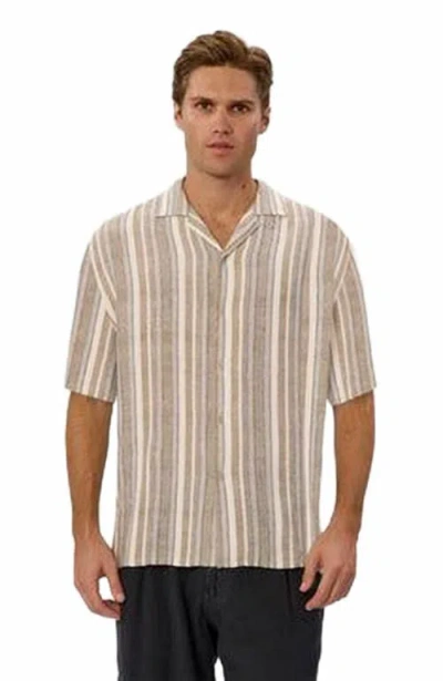 Industrie Australia The Livorno Short Sleeve Linen Shirt In Gray