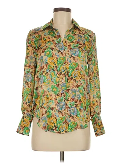 Pre-owned Industry 3/4 Sleeve Blouse In Green