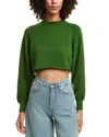 Industry Cropped Wool-blend Sweater In Green