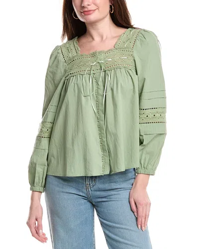 Industry Eyelet Blouse In Green