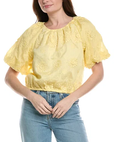 Industry Floral Embroidered Blouse In Yellow