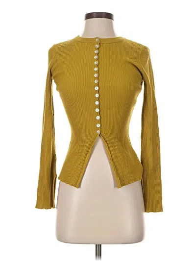 Pre-owned Industry Long Sleeve Top Gold Keyhole Neckline Tops