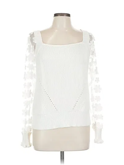 Pre-owned Industry Long Sleeve Top White Square Neckline Tops