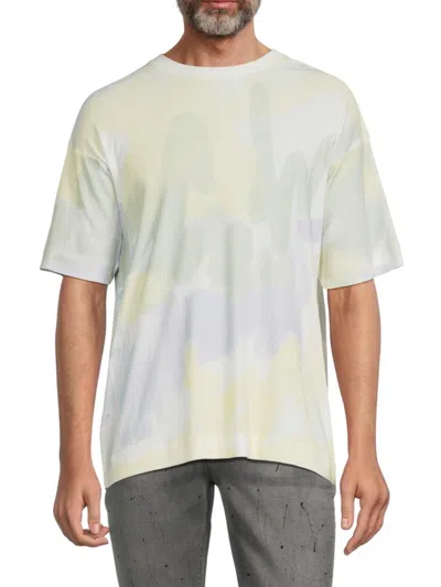 Industry Men's Crewneck Abstract Tee In Faded Yellow Multi