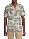 INDUSTRY MEN'S LEOPARD PRINT PALM TREE CAMP SHIRT