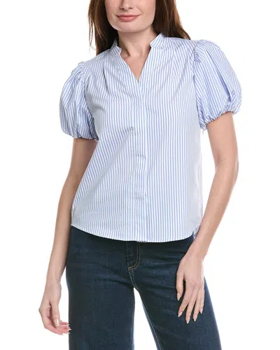 Industry Puff Sleeve Button-down Blouse In Blue