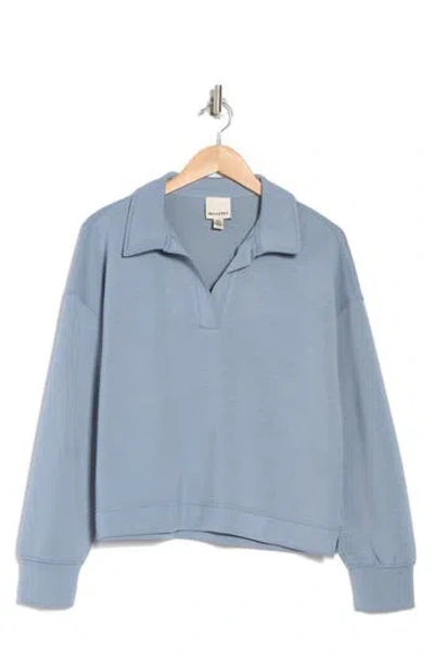 Industry Republic Clothing Collared Scuba Sweater In Mid Steel Blue
