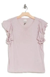 Industry Republic Clothing Double Flutter Ruffle Sleeve Pima Cotton T-shirt In Light Mauve