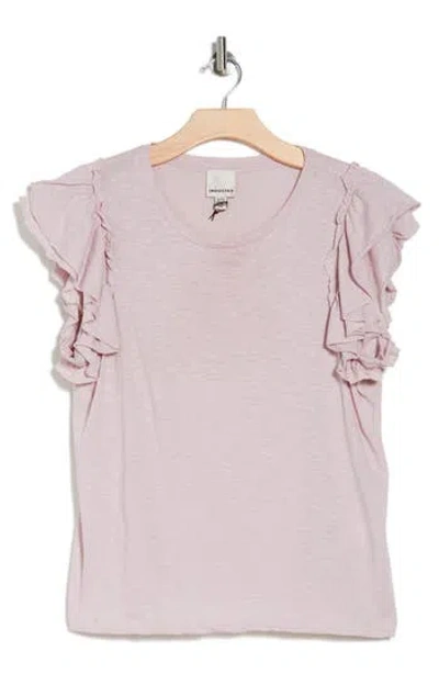 Industry Republic Clothing Double Flutter Ruffle Sleeve Pima Cotton T-shirt In Light Mauve
