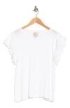Industry Republic Clothing Double Flutter Ruffle Sleeve Pima Cotton T-shirt In White