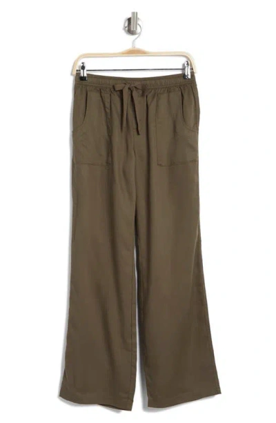 Industry Republic Clothing Drawstring Waist Wide Leg Pants In Olive