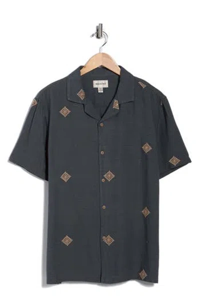 Industry Republic Clothing Embroidered Camp Shirt In Gray