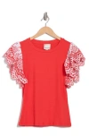 Industry Republic Clothing Eyelet Sleeve T-shirt In Red