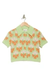 Industry Republic Clothing Floral Jacquard Short Sleeve Polo Cardigan