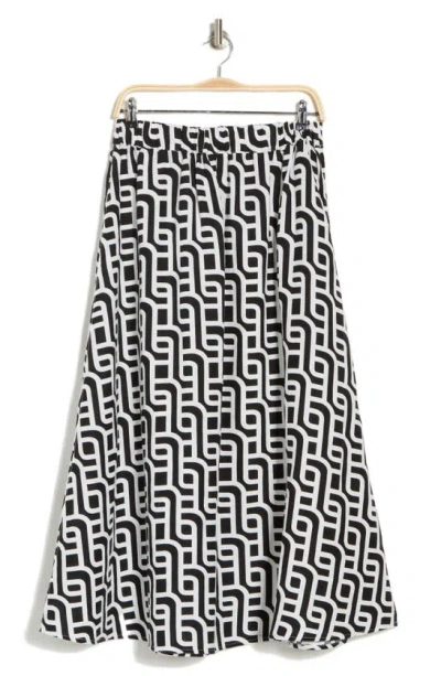 Industry Republic Clothing Geo Print A-line Maxi Skirt In Black Chain
