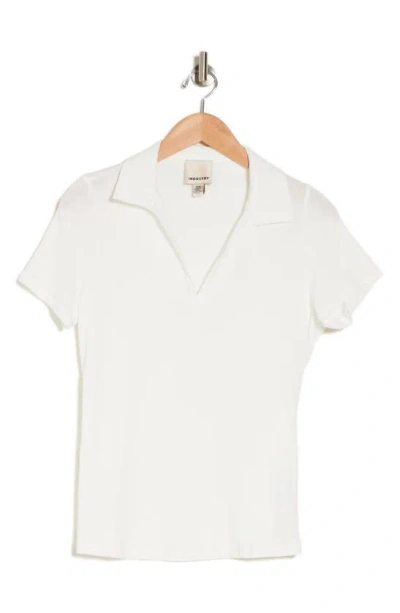 Industry Republic Clothing Johnny Collar Cotton Polo In White