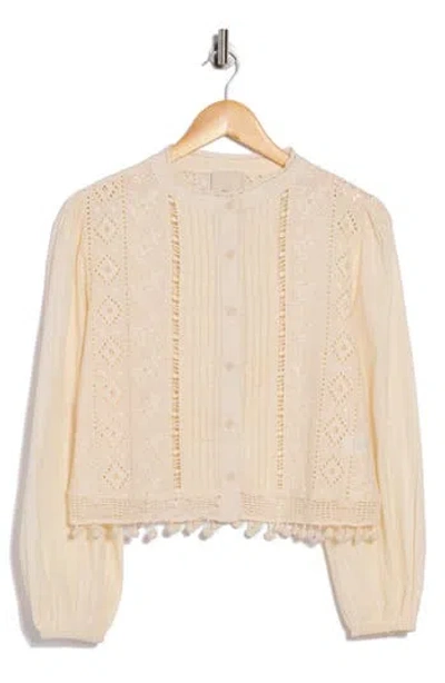 Industry Republic Clothing Long Sleeve Embroidered Button Front Top