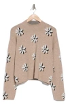 Industry Republic Clothing Mock Neck Jacquard Sweater In Light Grain Heather Daisy