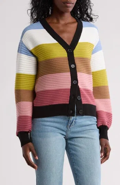 Industry Republic Clothing Ottoman Colorblock Cardigan In Pink Multi
