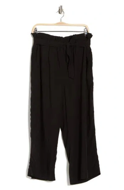 Industry Republic Clothing Paperbag Waist Wide Leg Pants In Black